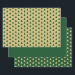 Green/Gold Christmas Tree Iconic Pattern Wrapping Paper Sheet<br><div class="desc">This is a green and gold graphic design created with a seamless iconic pattern of a Christmas tree icon repeated in offset rows. The set of three coordinating sheets includes 1. green trees on a gold background, 2. The solid color green, and 3. Gold trees on a green background. A...</div>