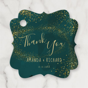 Green & gold, Christmas Wedding Thank you Favour Tags
