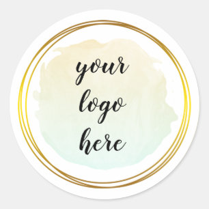 Green Gold Circle Rings Glitter Custom Logo Class Classic Round Sticker