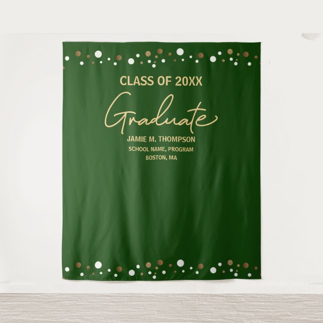 Green Gold Class of 2023 backdrop graduation Tapestry (Front)