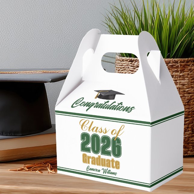 Green Gold Class of 2026 Graduation Party Favour Box (Creator Uploaded)