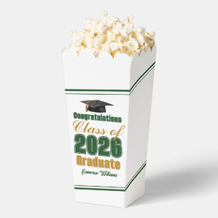 Green Gold Class of 2026 Graduation Party Popcorn Favour Box