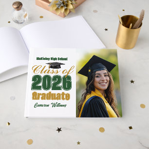 Green Gold Class of 2026 Graduation Photo Guest Book