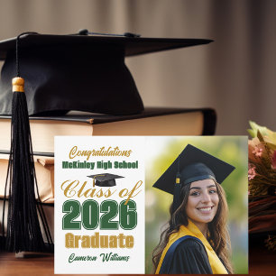 Green Gold Class of 2026 Photo Graduation Announcement