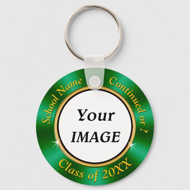 Green Gold Class Reunion Souvenirs,  School Photo Key Ring (Front)