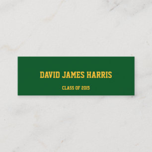 Green gold collegiate graduation insert name card