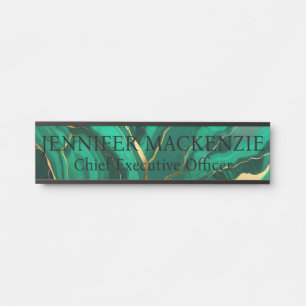 Green Gold Colour Faux Marble Office Door Sign