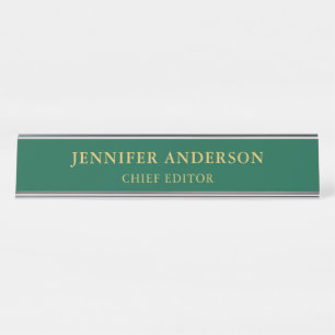 Green Gold Colours Professional Trendy Modern Plai Desk Name Plate