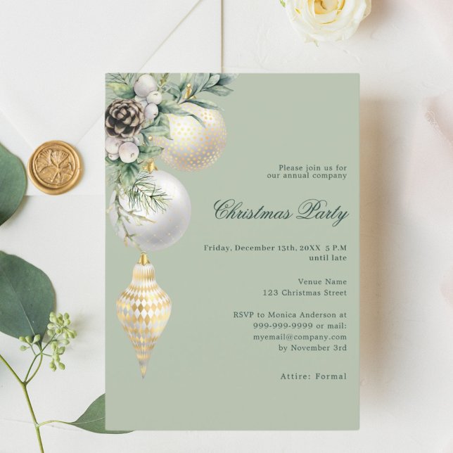 Green gold company Christmas Party invitation (Creator Uploaded)