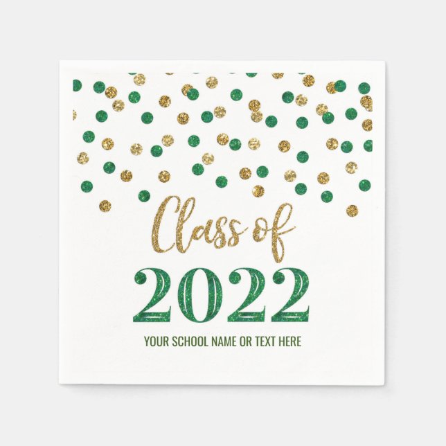 Green Gold Confetti Class of 2022 Napkin (Front)