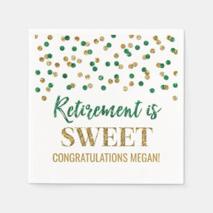 Green Gold Confetti Retirement is Sweet Napkin
