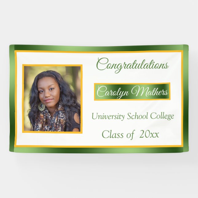 Green & Gold Congratulations Custom Photo Banner (Horizontal)