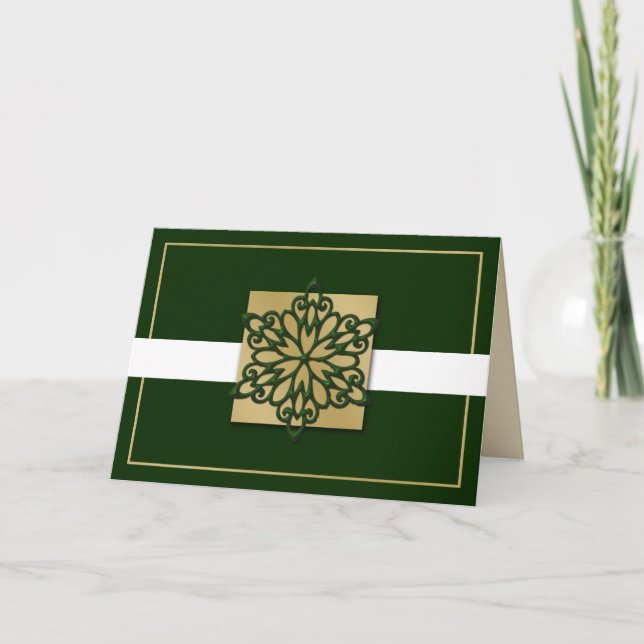 green gold Corporate holiday Cards (Front)
