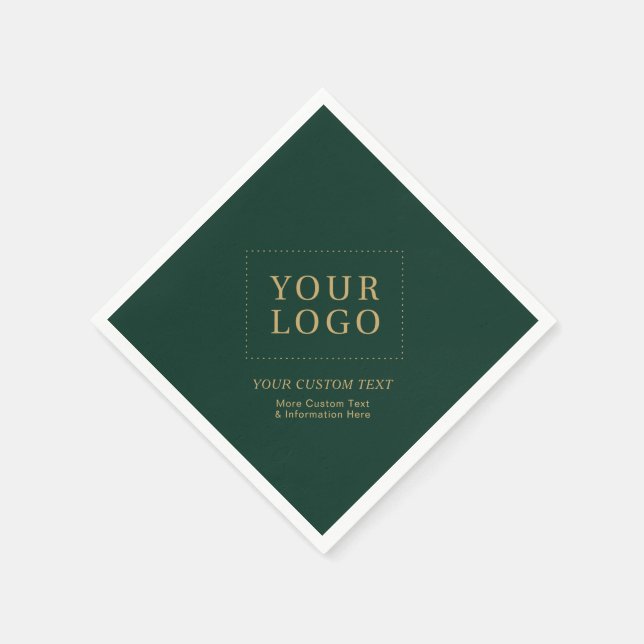 Green & Gold Custom Business Logo Promotional Napkin (Corner)