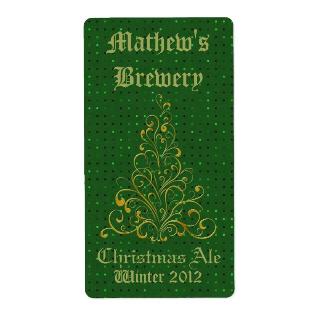 Green & Gold Custom Holiday Beer Labels (Front)
