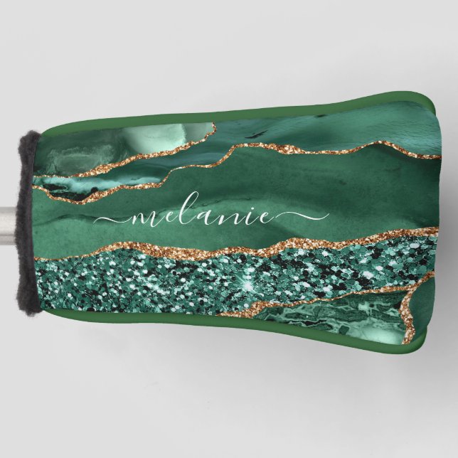 Green Gold Custom Your Name Golf Head Cover (Front)