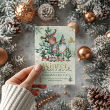 Green Gold Cute  Christmas Gnome Deer Birthday