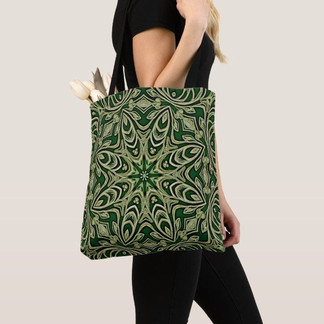 Green Gold Decorative Tote Bag (Close Up)