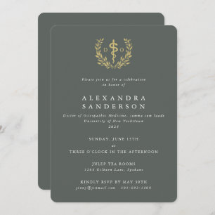 Green/Gold Doctor of Osteopathic Medicine Grad Invitation