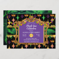 Green | Gold Elegant Floral Mardi Gras Party