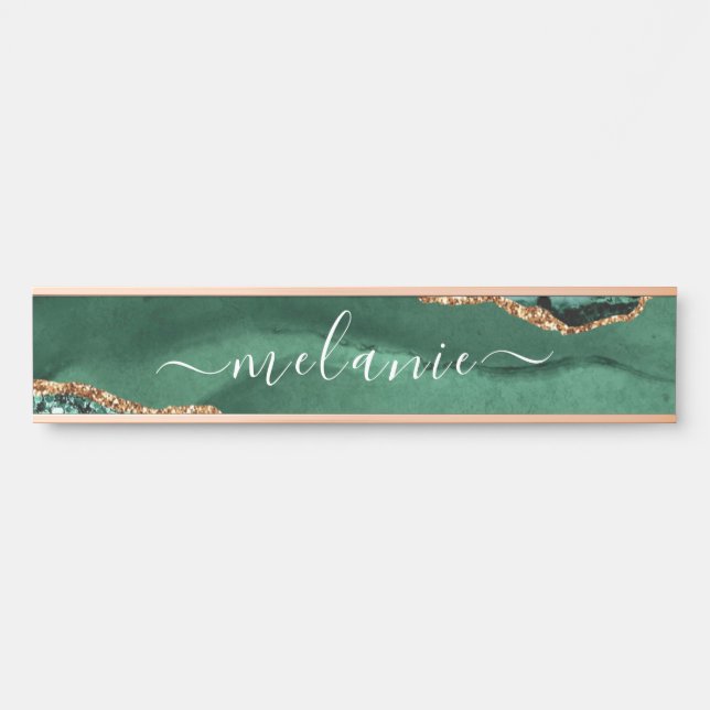 Green Gold Emerald Custom Name Door Sign (Front)