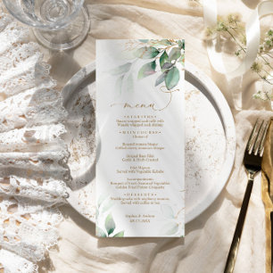 Green & Gold Eucalyptus Floral Wedding Menu