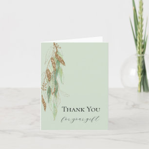 Green Gold Eucalyptus Glitzy Glitter Wedding Thank You Card