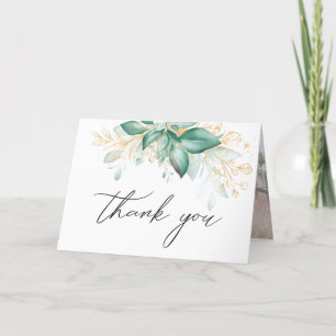 green gold eucalyptus greenery thank you card