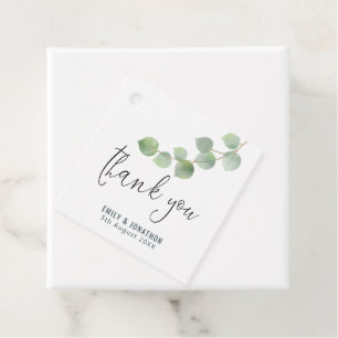 Green Gold Eucalyptus Leaf Thank You wedding Favour Tags