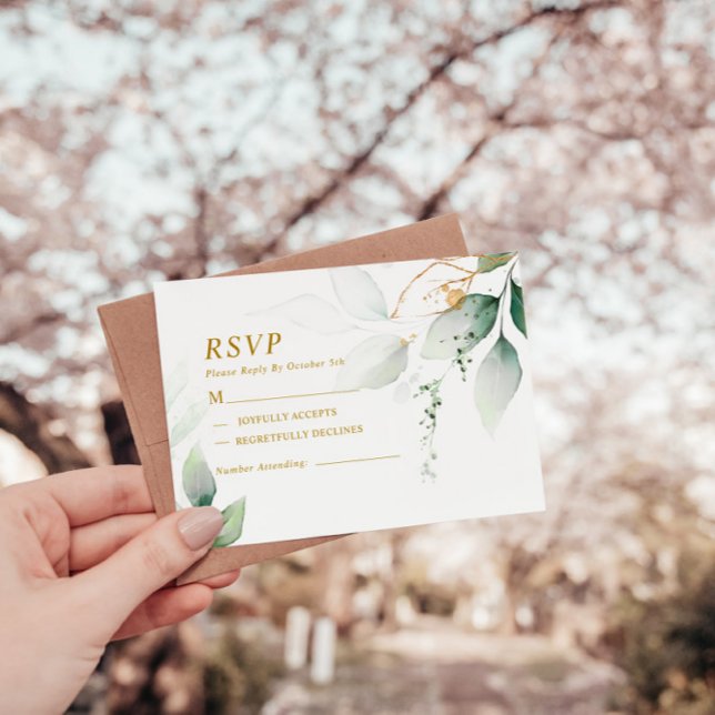Green & Gold Eucalyptus VAR 1 Wedding RSVP (Creator Uploaded)