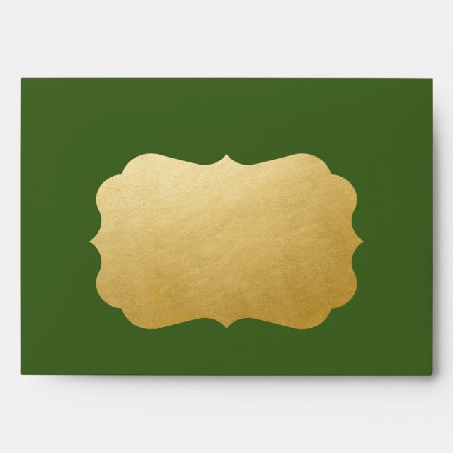 Green Gold Fancy Address Border Christmas Envelope (Front)