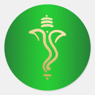 Green Gold Festive Ganesh/ Indian God Classic Round Sticker