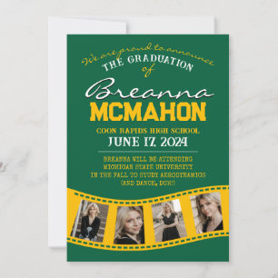 Green & Gold Filmstrip Graduation Announcement