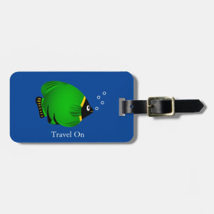 Green Gold Fish Personalise Luggage Tag