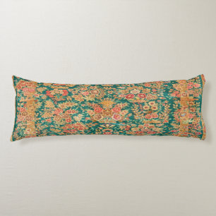 Green gold floral flower Persian Turkish kilim Body Cushion