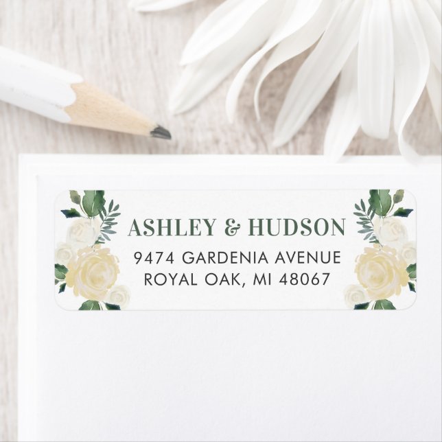 Green Gold Floral Greenery Wedding Address (Insitu)