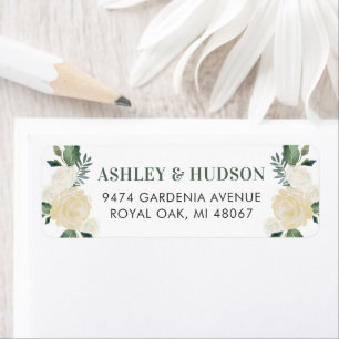 Green Gold Floral Greenery Wedding Return Address
