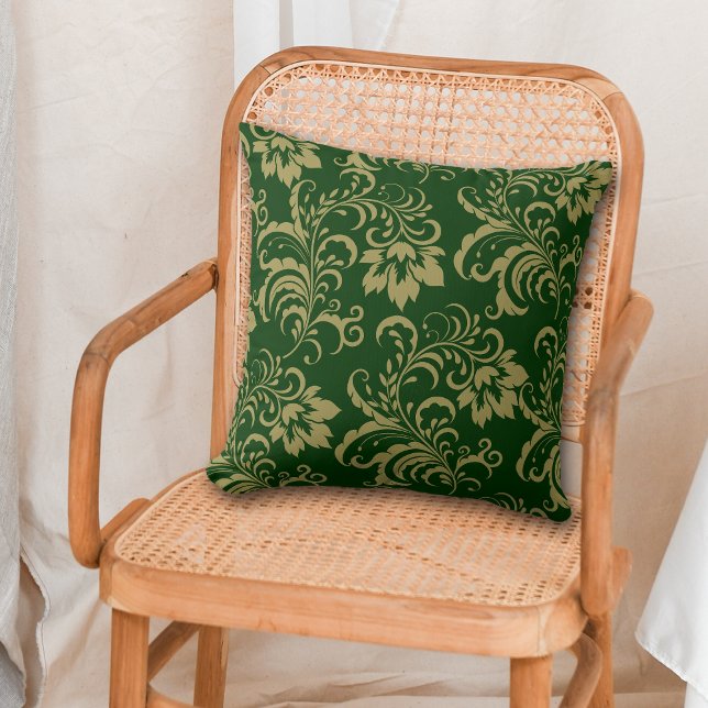 Green Gold Floral Swirl Cushion (Creator Uploaded)
