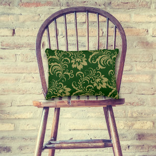 Green Gold Floral Swirl Decorative Cushion