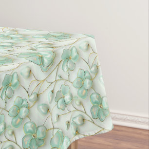 Green Gold Floral Tablecloth