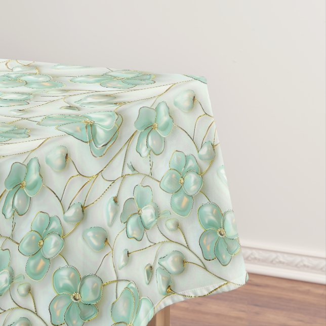 Green Gold Floral Tablecloth (In Situ)
