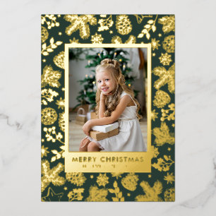 Green Gold Foil Holiday Card