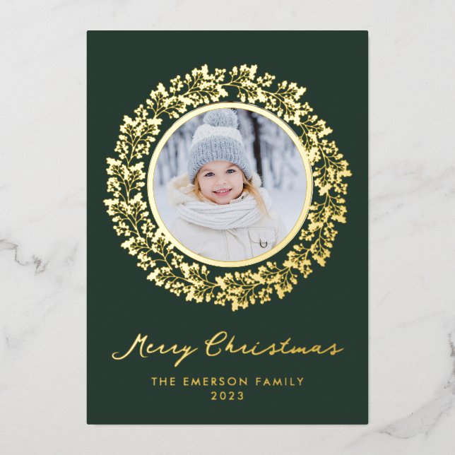 Green Gold Foil Holiday Card (Front)