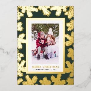Green Gold Foil Photo Holiday Card