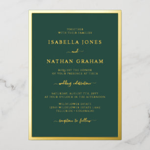 Green Gold Foil Wedding Invitations