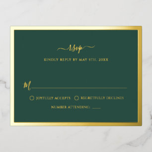 Green Gold Foil Wedding RSVP Card