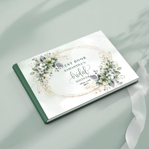 Green Gold Foliage Bridal Shower Guest Book