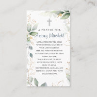 Green Gold Foliage Cross Baptism Prayer