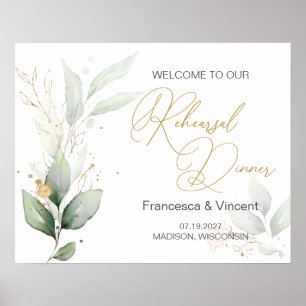 Green & gold foliage Rehearsal Dinner Sign