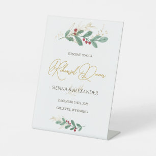 Green Gold Foliage Rehearsal Dinner Welcome Sign